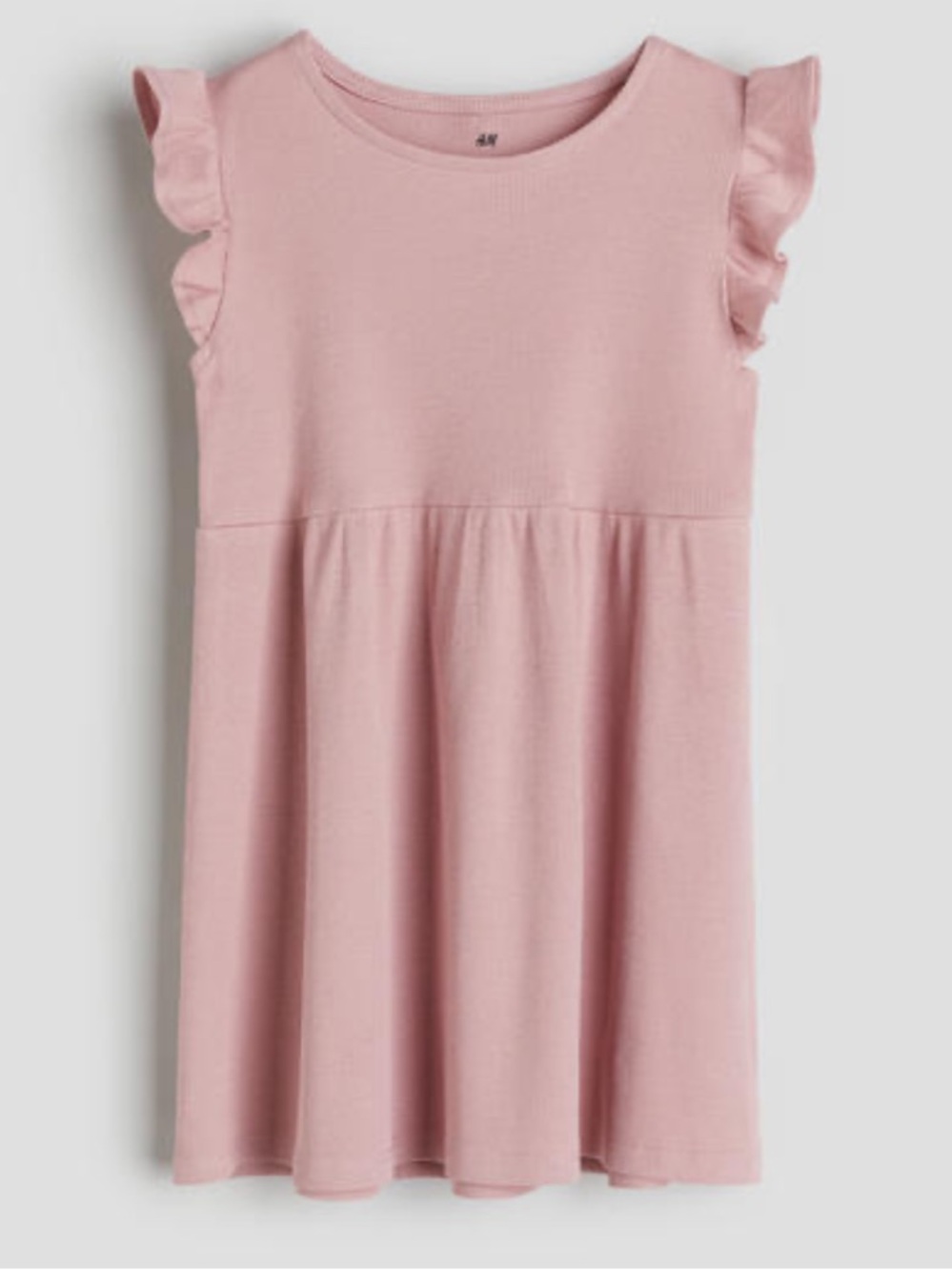 H&M 5T/6 Flutter‎ Sleeve Dusty Pink Ribbed Jersey Dress